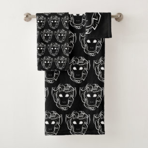 Conjunto De Toalhas Macaco preto e branco tribal