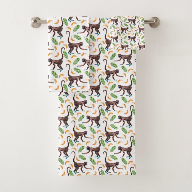 Conjunto De Toalhas Macacos doces que manipulam bananas (Insitu)