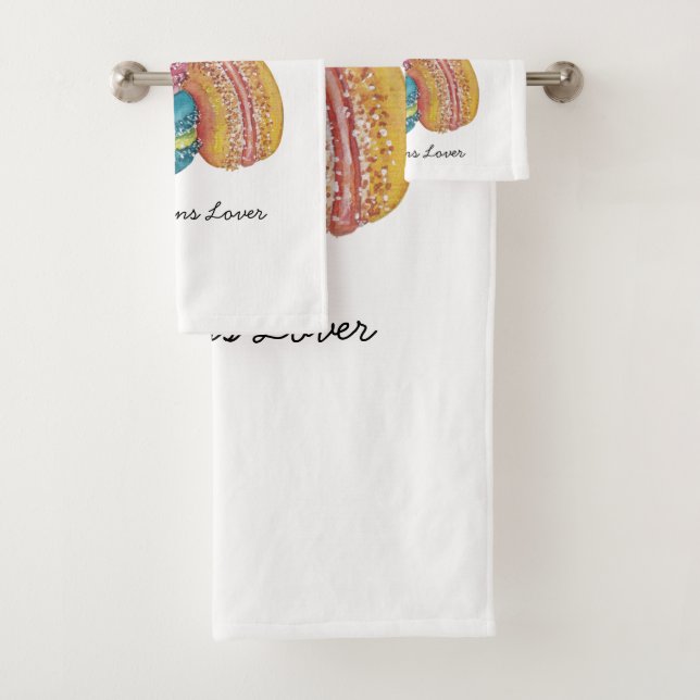 Conjunto De Toalhas Macarões Coxas Do Arco-Íris Em Aquarela (Insitu)