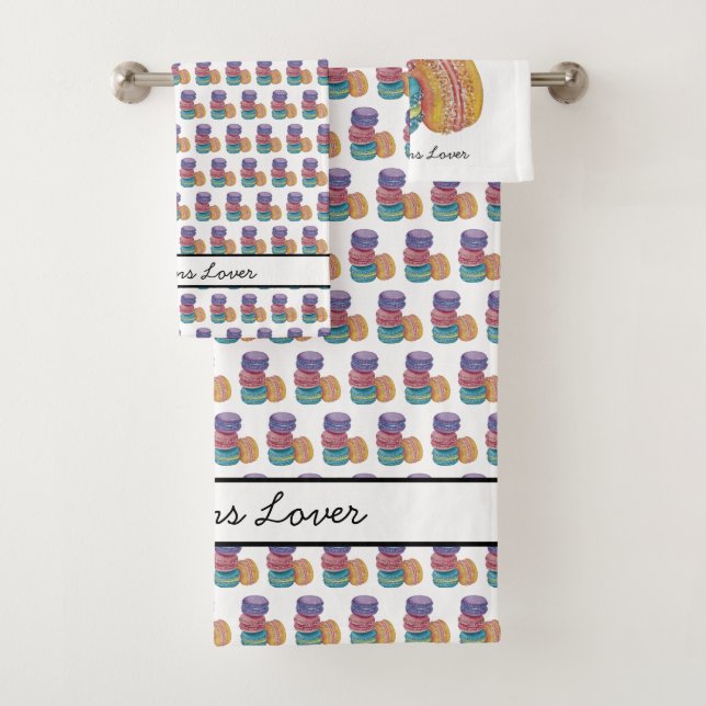 Conjunto De Toalhas Macarões Coxas Do Arco-Íris Em Aquarela (Insitu)