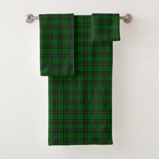 Conjunto De Toalhas MacLean Tartan Verde e Xadrez Preta (Insitu)