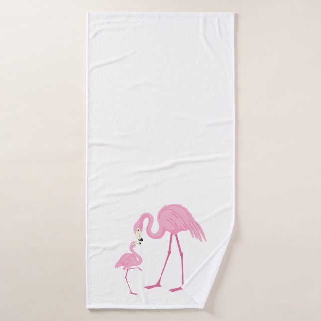 Conjunto De Toalhas Mãe bonita e uma criança de aquarela flamingos (Toalha de Banho)