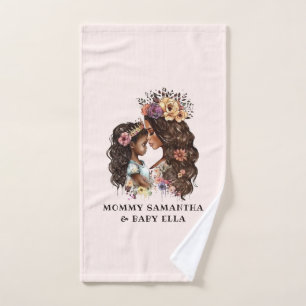 Conjunto De Toalhas Mãe e Filha Pretas de Aquarela (2)