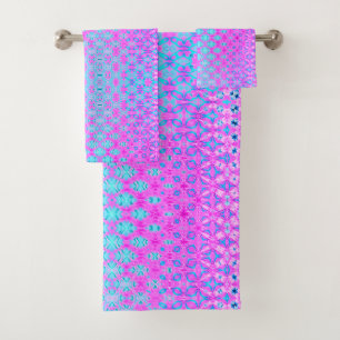 Conjunto De Toalhas Magenta, Azul-Céu e Geométrico dos Marinhos