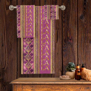 Conjunto De Toalhas Magenta Dourado Natal Fa La Pattern#27 ID1009