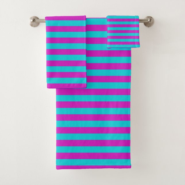 Conjunto De Toalhas Magenta e Turquesas (Insitu)