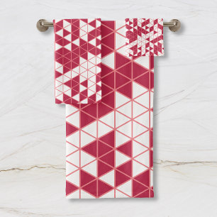 Conjunto De Toalhas Magenta Magenta Moderna - Geométrica Rosa