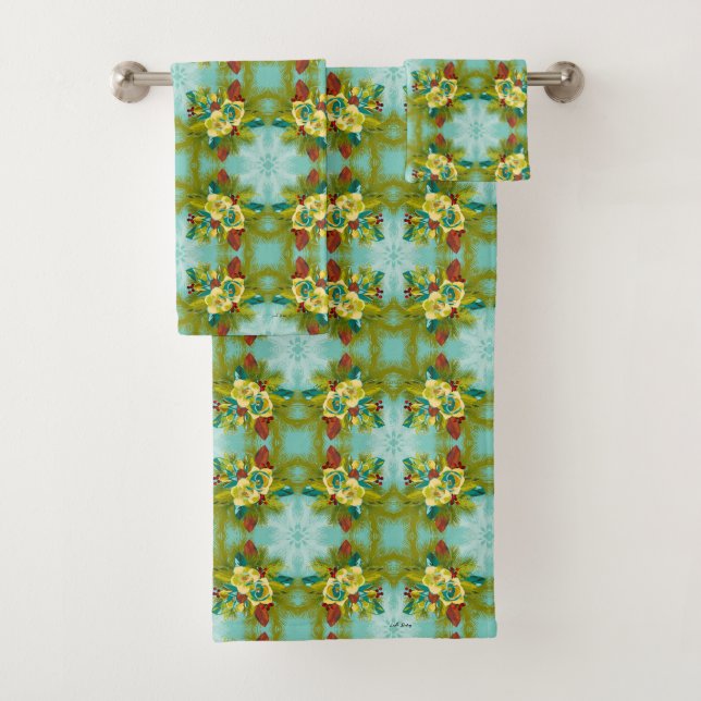 Conjunto De Toalhas Magnolia Aqua Christmas (Insitu)