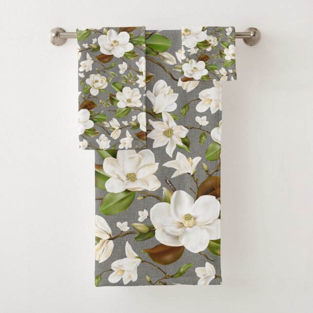 Conjunto De Toalhas Magnolia Monograma Floral