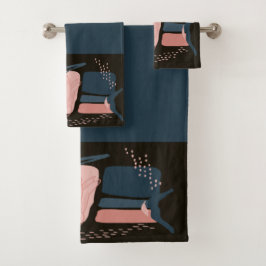 Conjunto De Toalhas Magnolia Pink Bloom Abstrato minimamente