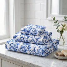 Magnólias Azuis e Brancas Toile de Jouy