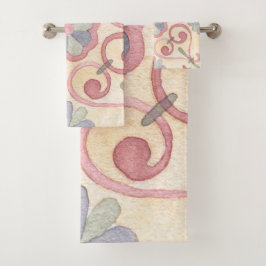 Conjunto De Toalhas Maiolica Amarela Italiana Espanhola Rosa