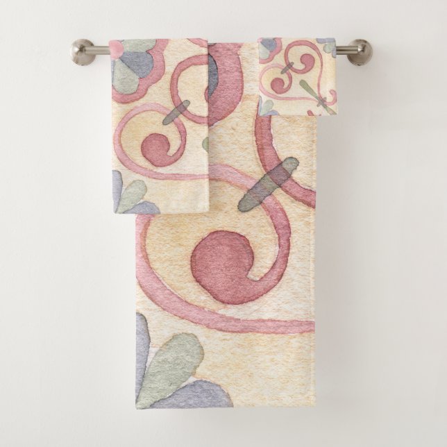 Conjunto De Toalhas Maiolica Amarela Italiana Espanhola Rosa (Insitu)