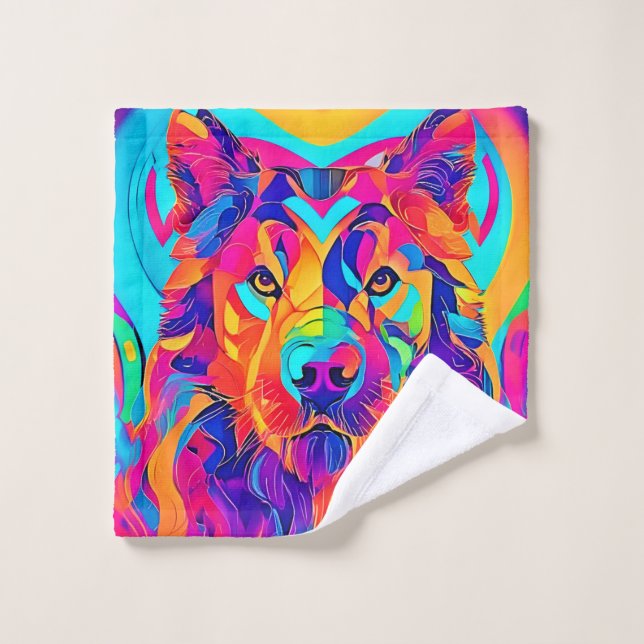 Conjunto De Toalhas Majestade do Lobo Psicodélico (Pano de lavar)