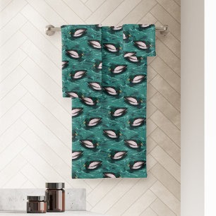 Conjunto De Toalhas Mallards Nadando no Padrão de Água