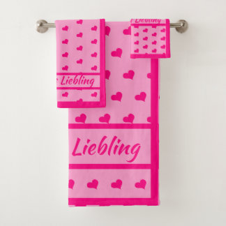Conjunto De Toalhas Mama`s Liebling rosa Herzen Mädchen
