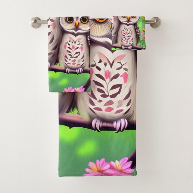 Conjunto De Toalhas Mamãe e Baby Owl (Insitu)