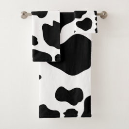 Conjunto De Toalhas Manchas de Vaca Leiteira Impressão Preto e Branco 