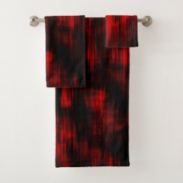 Conjunto De Toalhas Manchas ranhuras em vermelho vivo e preto