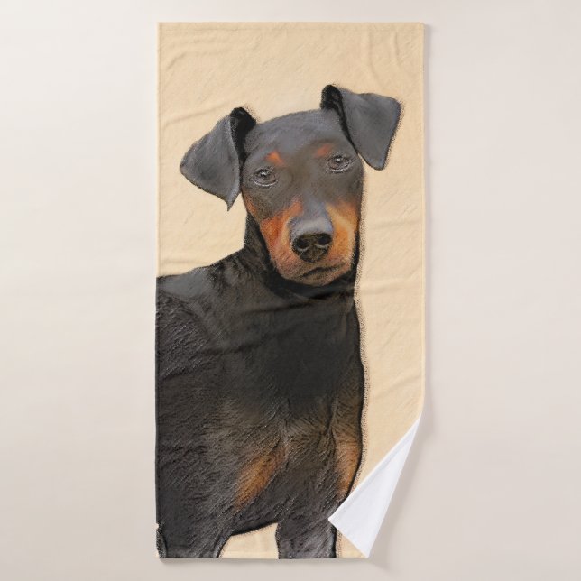 Conjunto De Toalhas Manchester Terrier Pintura Original (Toalha de Banho)
