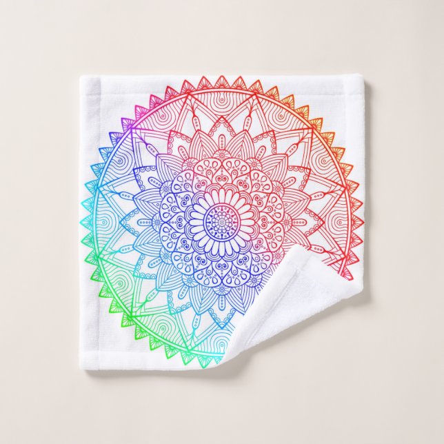 Conjunto De Toalhas Mandala Arco-íris (Pano de lavar)