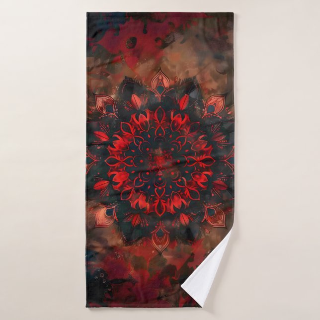 Conjunto De Toalhas Mandala Escuro - Presente Gótico do Boho (Toalha de Banho)