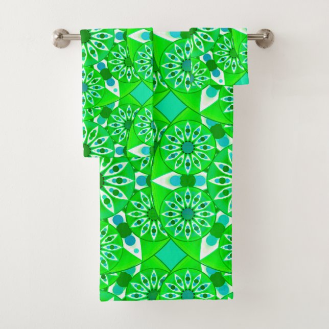 Conjunto De Toalhas Mandala Pattern, Emerald Green e Peacock (Insitu)