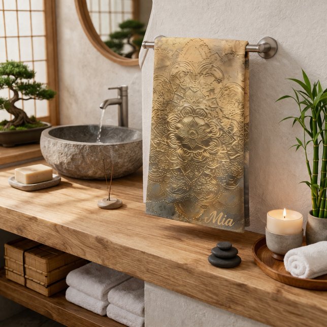 Conjunto De Toalhas Mandala Personalizada com Relevo | Presente Boho E (Criador carregado)