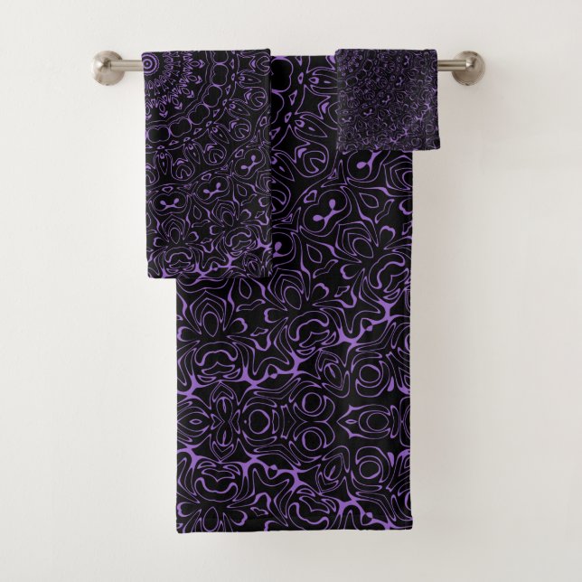 Conjunto De Toalhas Mandalá Roxo de Ámbar com Simetria Intrincada (Insitu)