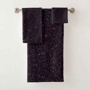 Conjunto De Toalhas Mandalá Roxo de Bizâncio com Simetria Intrincada