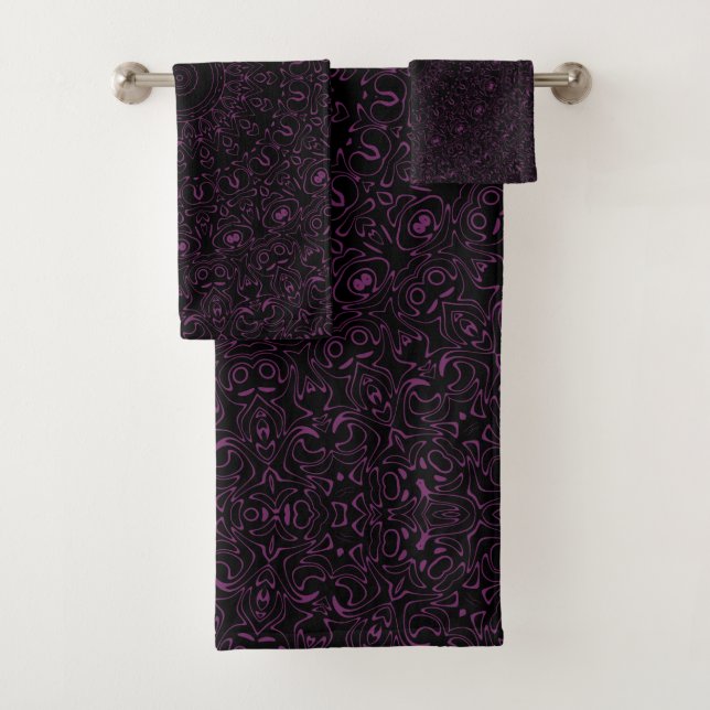 Conjunto De Toalhas Mandalá Roxo de Bizâncio com Simetria Intrincada (Insitu)