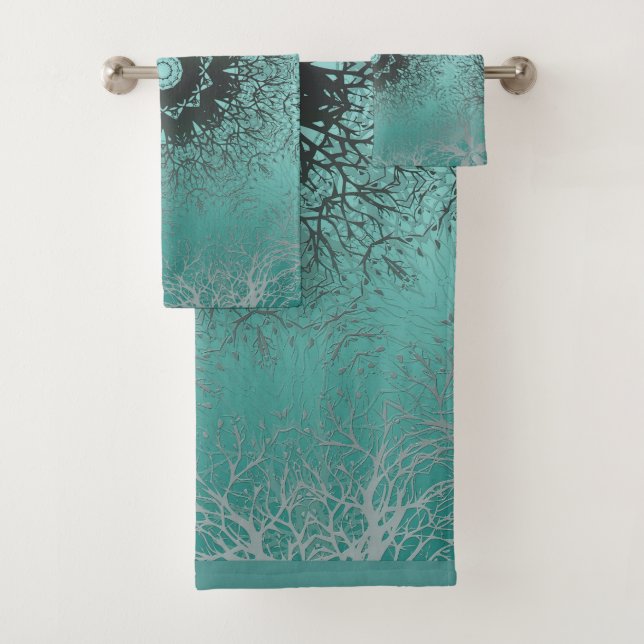 Conjunto De Toalhas Mandala sem costura kaleidoscope azulejo padrão ve (Insitu)