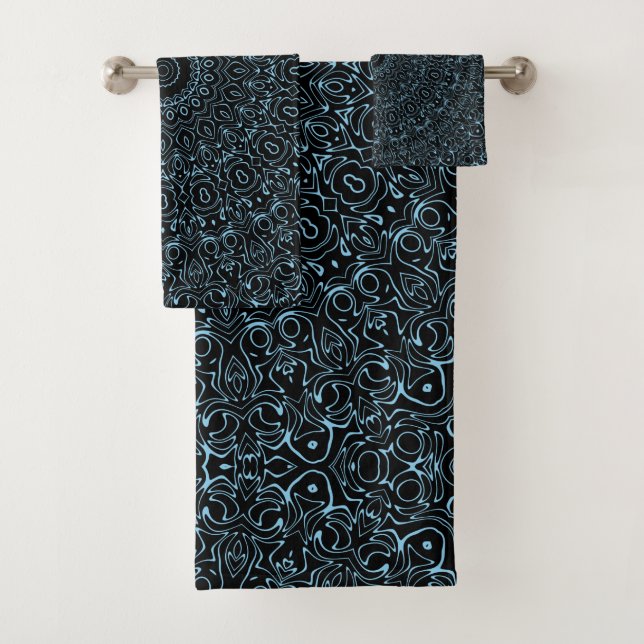 Conjunto De Toalhas Mandalas Baby Blue com Simetria Delicada (Insitu)