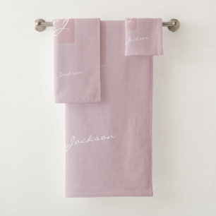 Conjunto De Toalhas Mangueira rosa-rosa-rosa-moderna, monograma, metál