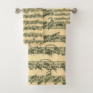Conjunto De Toalhas Manuscrito da música original de Bach Chaconne