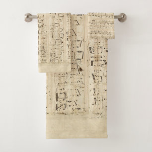 Conjunto De Toalhas Manuscrito de Choque Musical em Folha Antiga