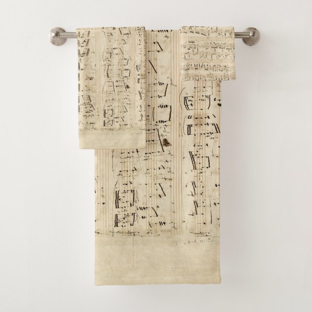 Conjunto De Toalhas Manuscrito de Choque Musical em Folha Antiga (Insitu)