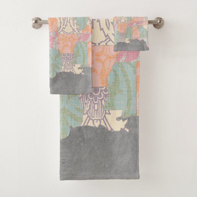 Conjunto De Toalhas Mapa de Estados de Padrão Floral (Insitu)