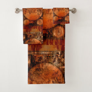 Conjunto De Toalhas Mapa de Velho Mundo rústico