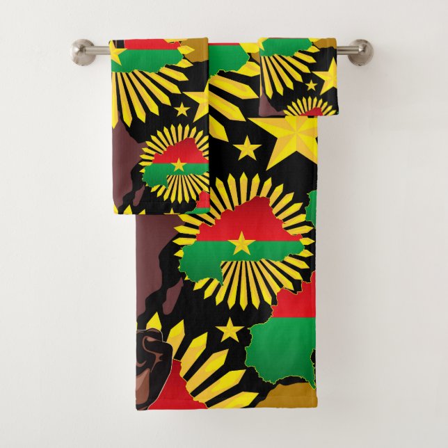 Conjunto De Toalhas Mapa do Burkina Faso, Bandeira e Resistência à Rev (Insitu)