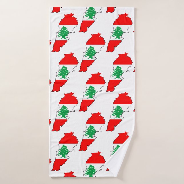 Conjunto De Toalhas Mapa do Líbano com Bandeira (Toalha de Banho)