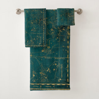 Conjunto De Toalhas Mapa Estelar Gótico Verde