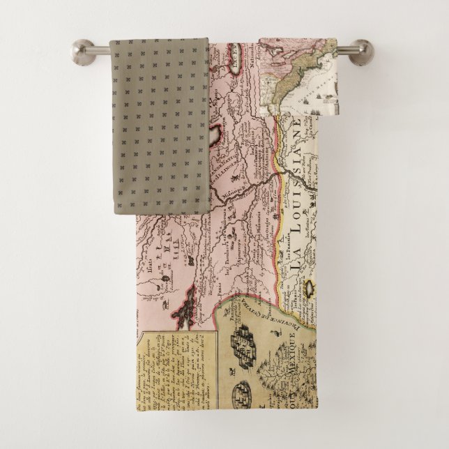 Conjunto De Toalhas Mapa francês medieval América de Quebeque/France (Insitu)