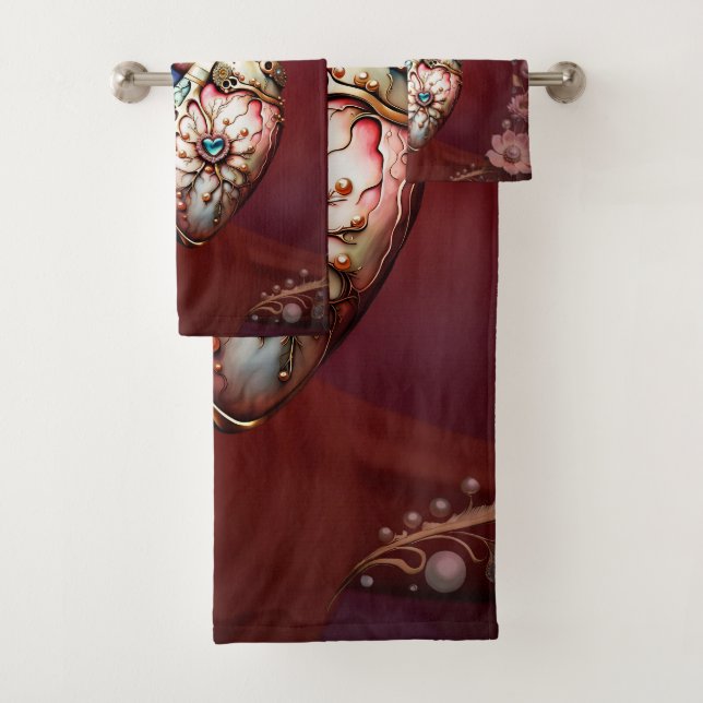 Conjunto De Toalhas Maravilhoso, elegante, nobre coração. (Insitu)
