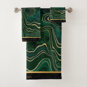 CONJUNTO DE TOALHAS MARBAS VERDES LUXURIOSAS