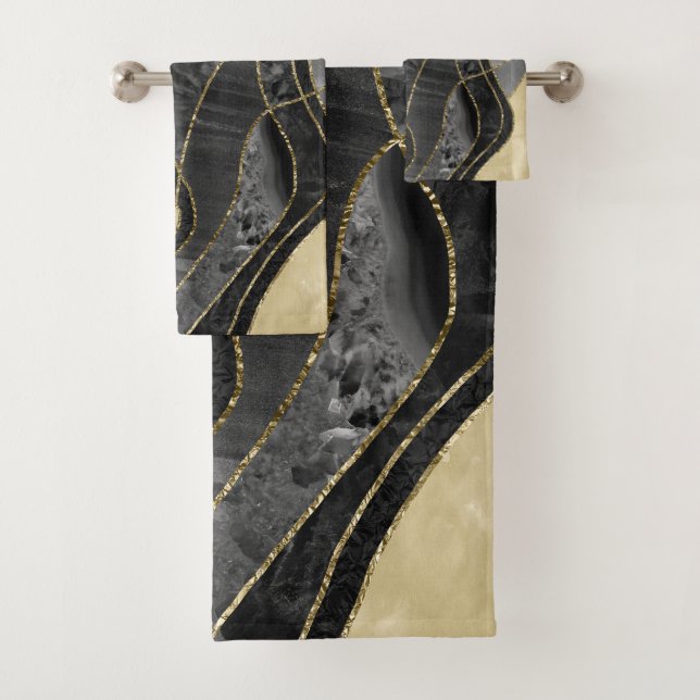 Conjunto De Toalhas Marble Agate Gold Glam 6 (Insitu)