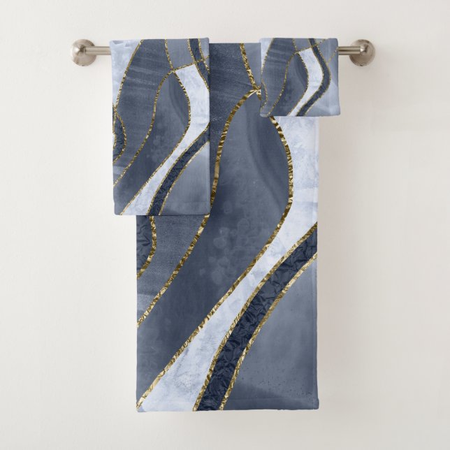 Conjunto De Toalhas Marble Agate Gold Glam 8 (Insitu)