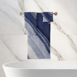 Conjunto De Toalhas Marble branco azul