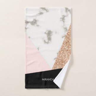 Conjunto De Toalhas Marble Glitter Rosa Mosaico