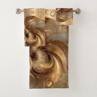 Conjunto De Toalhas Marble Warm brown flower Dream Abstract Fractal